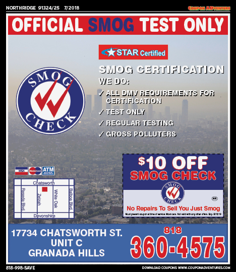 Official Smog Test Only, Northridge, coupons, direct mail, discounts, marketing, Southern California