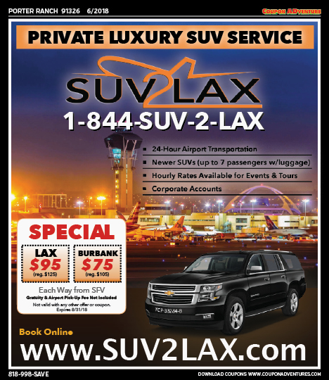 SUV 2 LAX, Porter Ranch, coupons, direct mail, discounts, marketing, Southern California