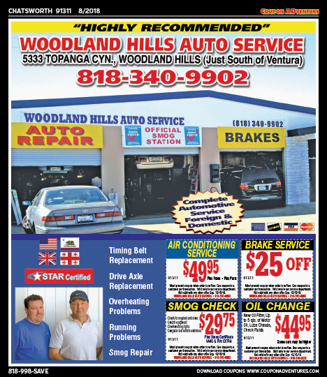 Woodland Hills Auto Service, Chatsworth, coupons, direct mail, discounts, marketing, Southern California