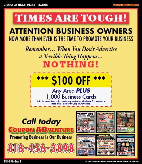 Coupon ADventure, Granada Hills, coupons, direct mail, discounts, marketing, Southern California