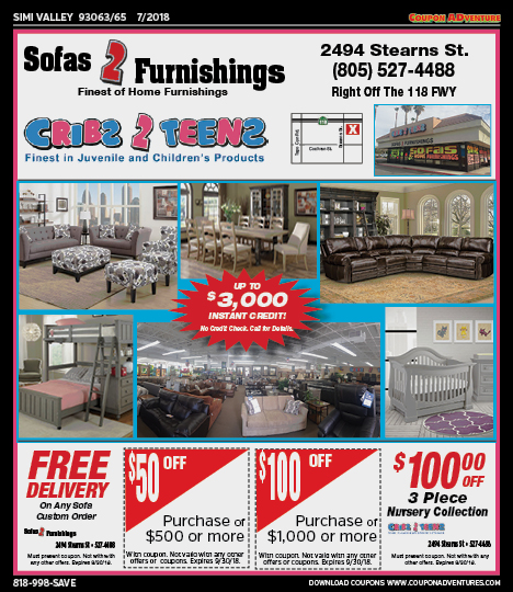 Sofas 2 Furnishings, Simi Valley, coupons, direct mail, discounts, marketing, Southern California