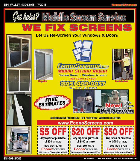 Econo Screens, Simi Valley, coupons, direct mail, discounts, marketing, Southern California