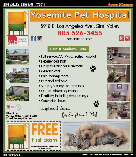 Yosemite Pet Hospital, Simi Valley, coupons, direct mail, discounts, marketing, Southern California