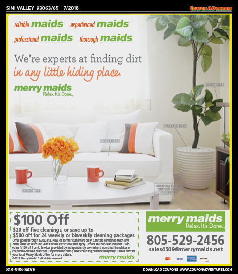 Merry Maids, Simi Valley, coupons, direct mail, discounts, marketing, Southern California