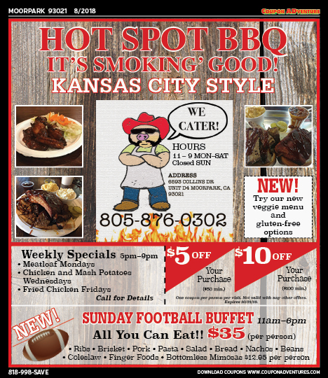 Hot Spot BBQ, Moorpark, coupons, direct mail, discounts, marketing, Southern California