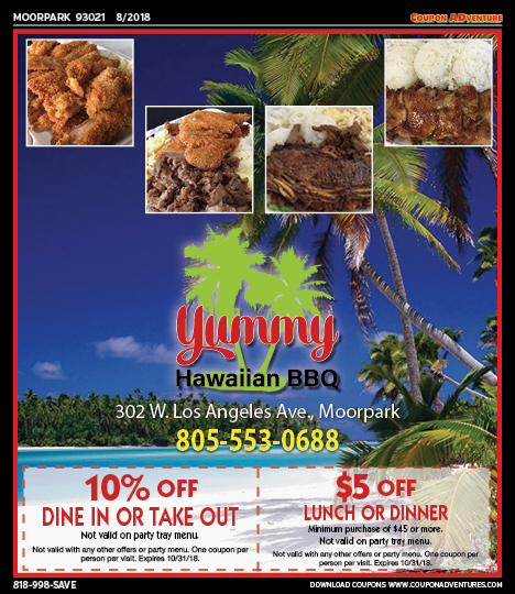 Yummy Hawaiian BBQ, Moorpark, coupons, direct mail, discounts, marketing, Southern California