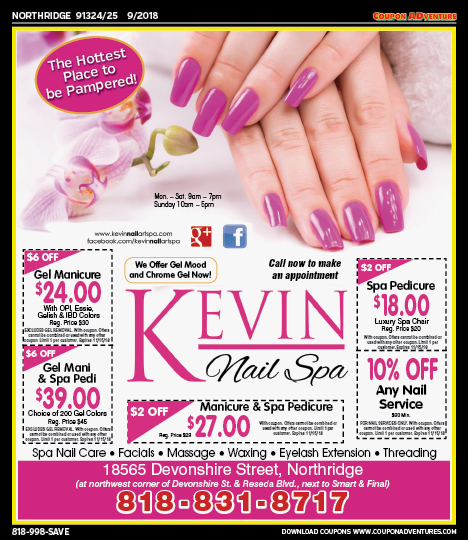 Kevin Nail Spa, Northridge, coupons, direct mail, discounts, marketing, Southern California