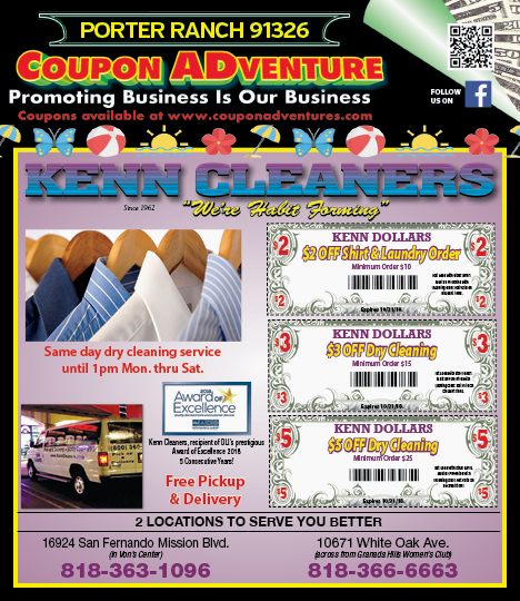 Kenn Cleaners, Porter Ranch, coupons, direct mail, discounts, marketing, Southern California