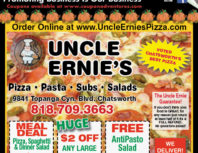 Uncle Ernie's Pizza, Chatsworth, coupons, direct mail, discounts, marketing, Southern California