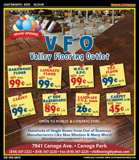 Valley Flooring Outlet, Chatsworth, coupons, direct mail, discounts, marketing, Southern California