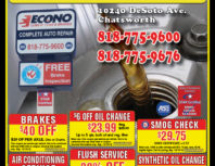 Econo Lube n' Tune & Brake, Chatsworth, coupons, direct mail, discounts, marketing, Southern California