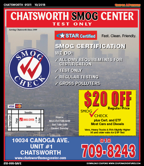 Chatsworth Smog Center, Chatsworth, coupons, direct mail, discounts, marketing, Southern California