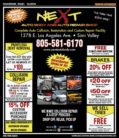 Next Auto Body and Auto Repair Shop, Moorpark, coupons, direct mail, discounts, marketing, Southern California