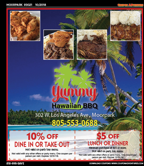 Yummy Hawaiian BBQ, Moorpark, coupons, direct mail, discounts, marketing, Southern California