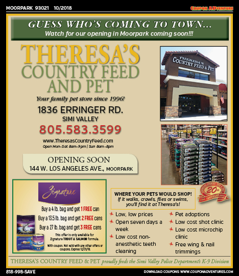 Theresa's Country Feed and Pet, Moorpark, coupons, direct mail, discounts, marketing, Southern California