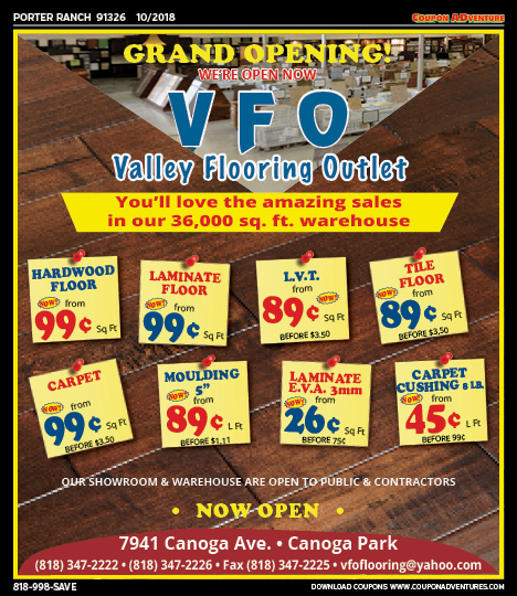 Valley Flooring Outlet, Porter Ranch, coupons, direct mail, discounts, marketing, Southern California