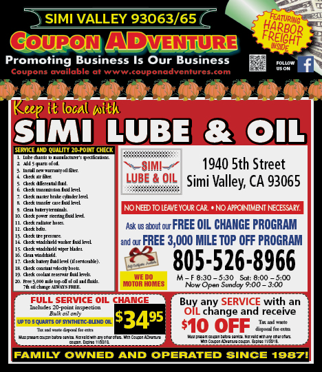 Simi Lube & Oil, Simi Valley, coupons, direct mail, discounts, marketing, Southern California