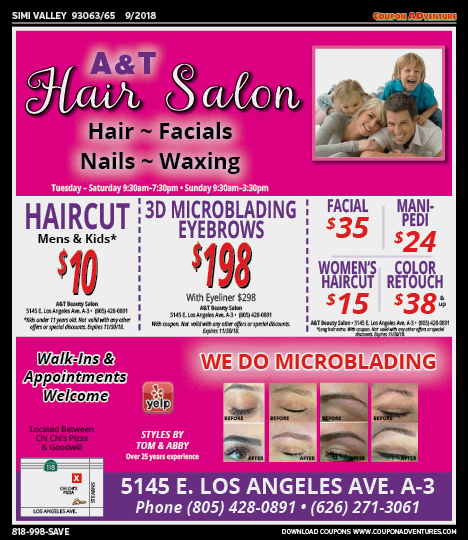 A&T Hair Salon, Simi Valley, coupons, direct mail, discounts, marketing, Southern California