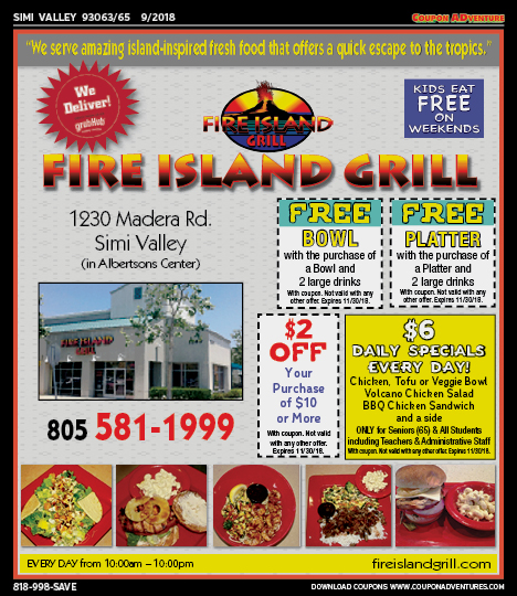 Fire Island Grill, Simi Valley, coupons, direct mail, discounts, marketing, Southern California