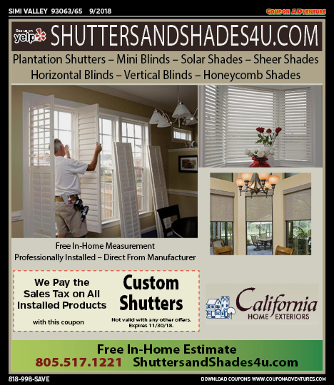 Shutters and Shades 4U, Simi Valley, coupons, direct mail, discounts, marketing, Southern California