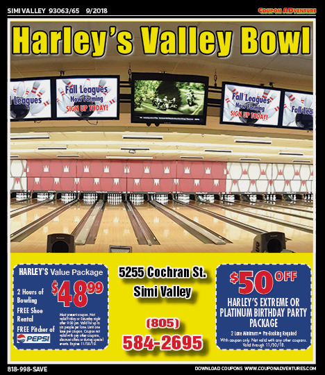 Harley's Valley Bowl, Simi Valley, coupons, direct mail, discounts, marketing, Southern California