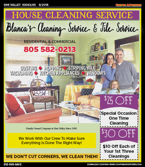 Blanca's Cleaning Service, Simi Valley, coupons, direct mail, discounts, marketing, Southern California