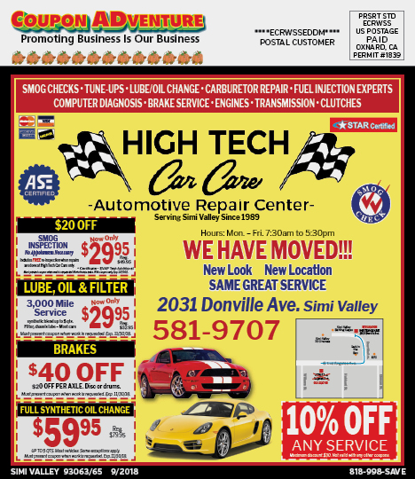 High Tech Car Care, Simi Valley, coupons, direct mail, discounts, marketing, Southern California