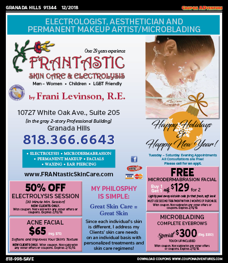 Frantastic Skin Care & Electrolysis, Chatsworth, coupons, direct mail, discounts, marketing, Southern California