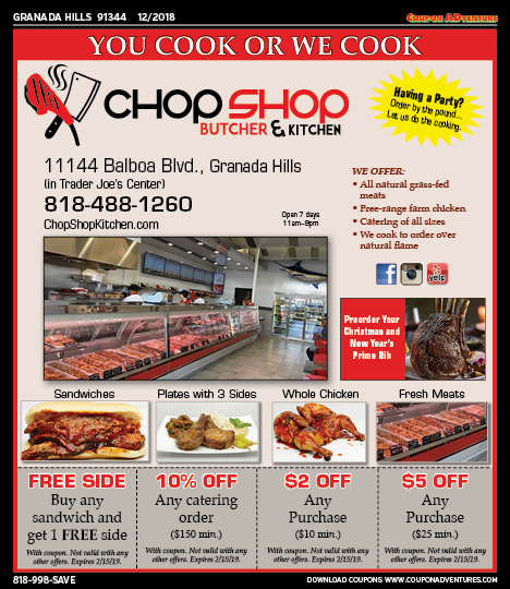 Chop Shop, Chatsworth, coupons, direct mail, discounts, marketing, Southern California