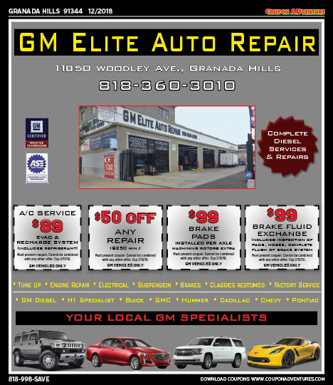 GM Elite Auto Repair, Chatsworth, coupons, direct mail, discounts, marketing, Southern California