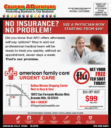 American Family Care Urgent Care, Chatsworth, coupons, direct mail, discounts, marketing, Southern California