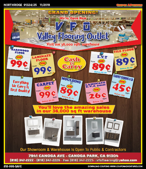 Valley Flooring Outlet, Northridge, coupons, direct mail, discounts, marketing, Southern California