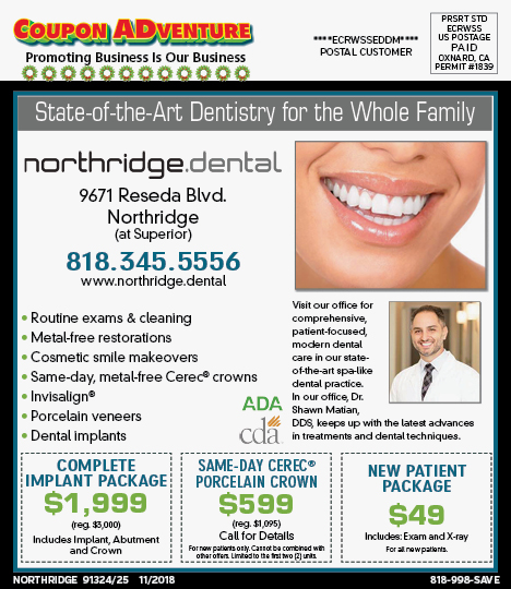 Northridge Dental, Northridge, coupons, direct mail, discounts, marketing, Southern California