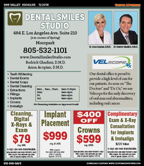 Dental Smiles Studio, Simi Valley, coupons, direct mail, discounts, marketing, Southern California