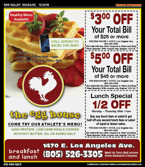 The Egg House, Simi Valley, coupons, direct mail, discounts, marketing, Southern California
