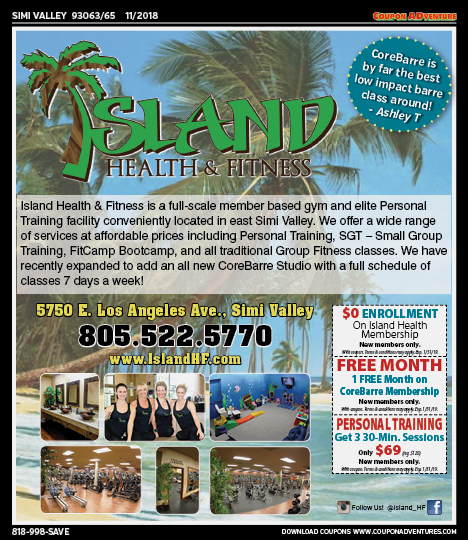 Island Health & Fitness, Simi Valley, coupons, direct mail, discounts, marketing, Southern California