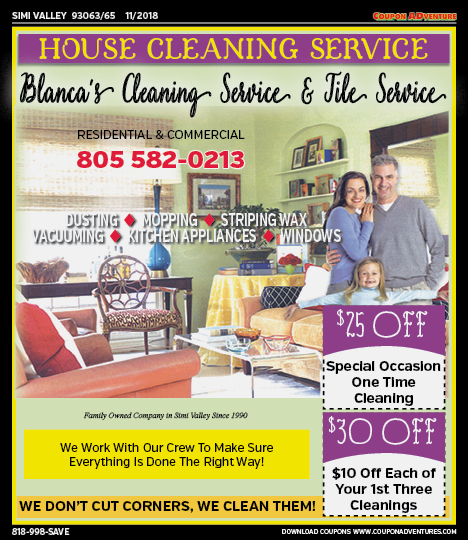 Blanca's Cleaning Service & Tile Service, Simi Valley, coupons, direct mail, discounts, marketing, Southern California