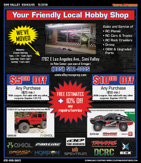 Simi Valley Race Prep Hobby Shop, Simi Valley, coupons, direct mail, discounts, marketing, Southern California