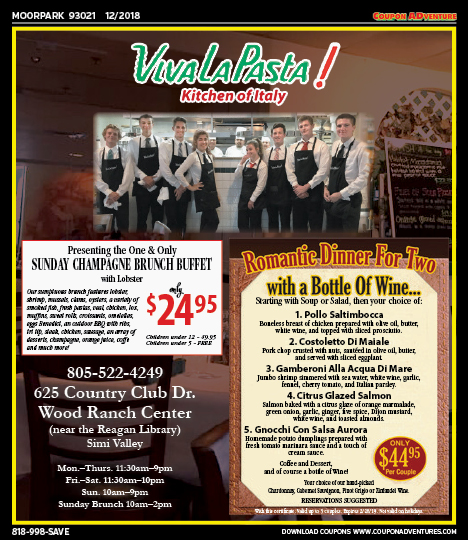 Viva La Pasta!, Moorpark, coupons, direct mail, discounts, marketing, Southern California