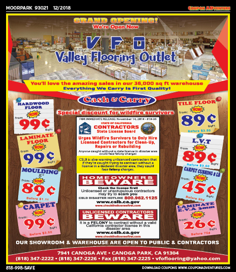 Valley Flooring Outlet, Moorpark, coupons, direct mail, discounts, marketing, Southern California