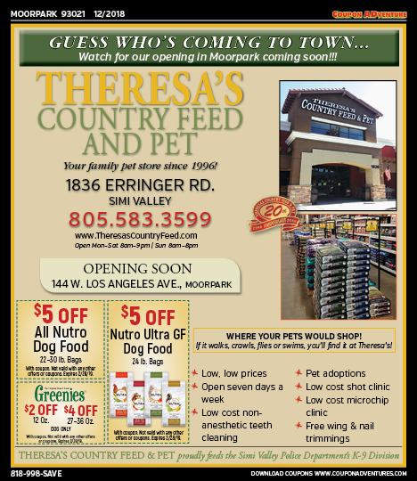 Theresa's Country Feed and Pet, Moorpark, coupons, direct mail, discounts, marketing, Southern California