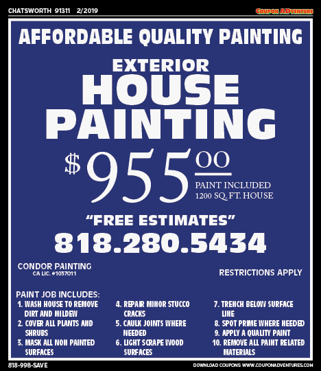 Condor Painting, Chatsworth, coupons, direct mail, discounts, marketing, Southern California