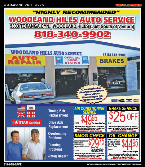 Woodland Hills Auto Service, Chatsworth, coupons, direct mail, discounts, marketing, Southern California