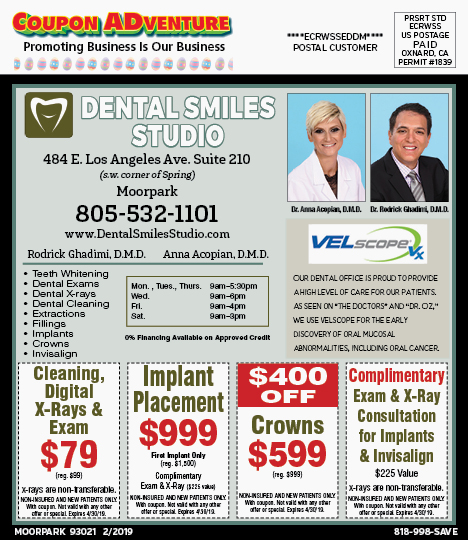 Dental Smiles Studio, Moorpark, coupons, direct mail, discounts, marketing, Southern California