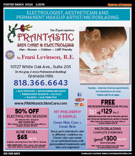 Frantastic Skin Care & Electrolysis, Porter Ranch, coupons, direct mail, discounts, marketing, Southern California