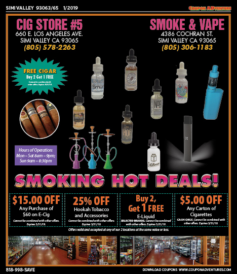 Smoke & Vape, Cig Store #5, Simi Valley, coupons, direct mail, discounts, marketing, Southern California