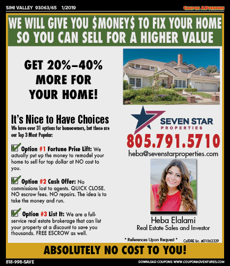 Seven Star Properties, Heba Elalami, Simi Valley, coupons, direct mail, discounts, marketing, Southern California