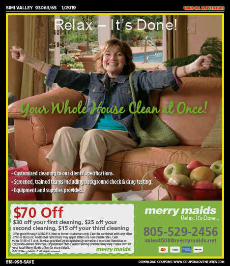 Merry Maids, Simi Valley, coupons, direct mail, discounts, marketing, Southern California