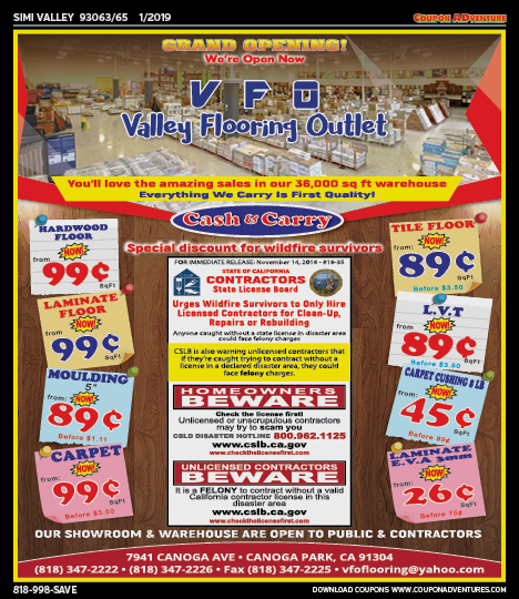 Valley Flooring Outlet, Simi Valley, coupons, direct mail, discounts, marketing, Southern California