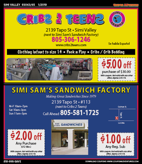 Cribs 2 Teens 2nd Time Around, Simi Valley, coupons, direct mail, discounts, marketing, Southern California